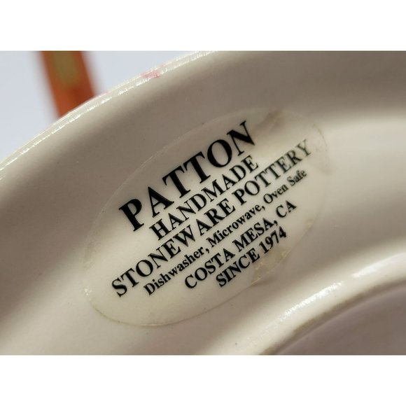 Vintage Happy Bunny Plate Garden White Rabbit Pink Spongeware Handmade Patton - Picture 4 of 8